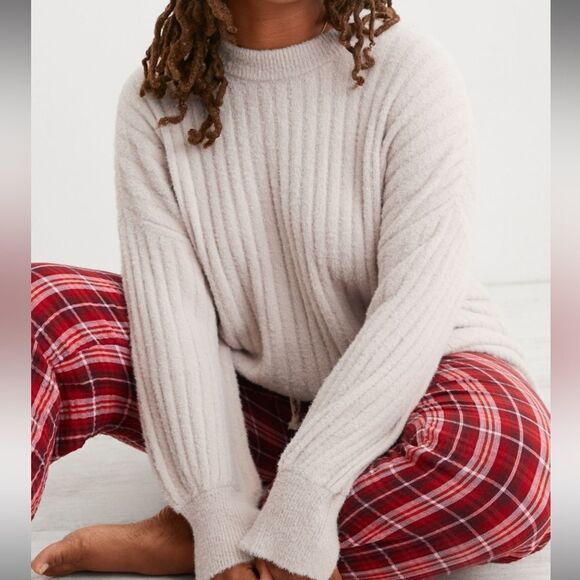 AERIE | Buttercream Soft Crew Tunic Sweater in Cappuccino | M - Picture 1 of 7